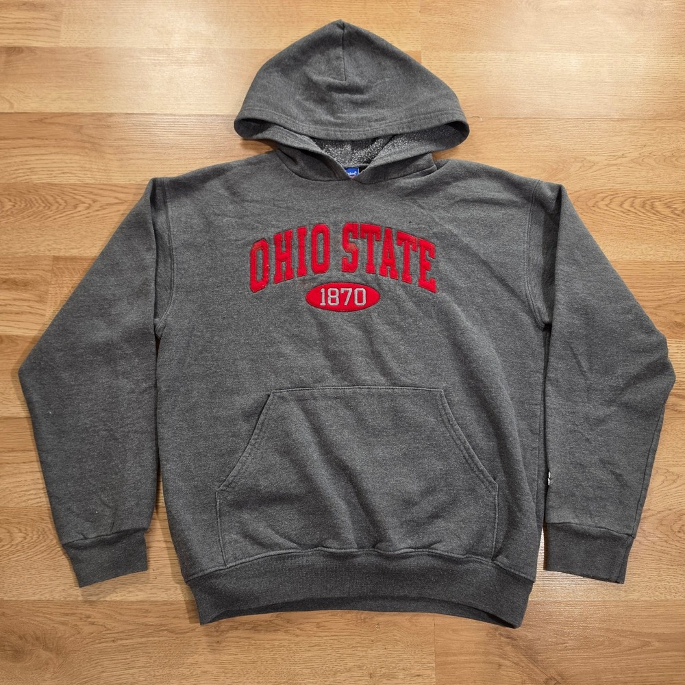 Champion Ohio State Hoodie Womens Large Pullover Graphic Charcoal Collegiate